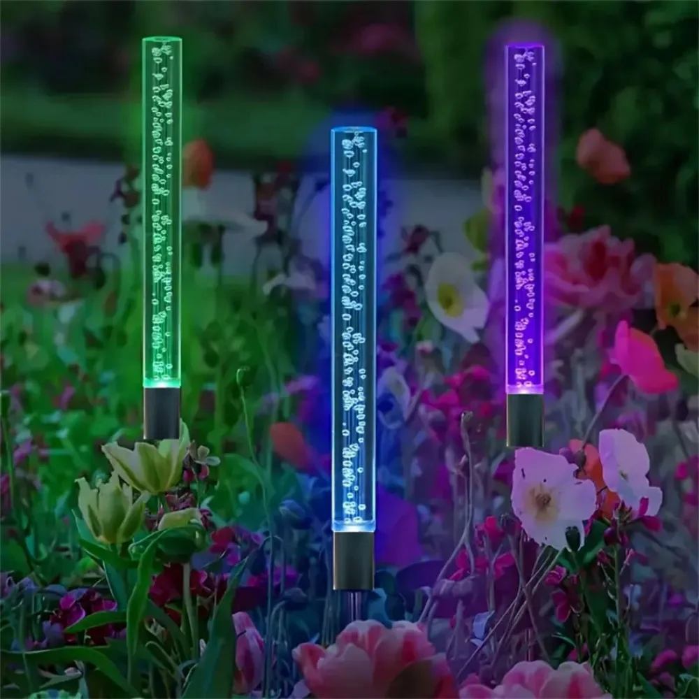 1/2/4PC Plug-in Solar Colored Bubble Stick Courtyard Light, Outdoor Waterproof Lawn Light, Courtyard Garden Decoration Light