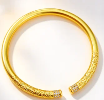 9999 gold diamond-encrusted dragon-shaped golden staff with opening hand bracelet ring - ancient method inherited bracelet