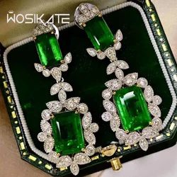 WOSIKATE-pendientes de plata de primera ley con forma de Esmeralda para mujer, aretes colgantes, plata esterlina 925, Estilo Vintage, fiesta de compromiso