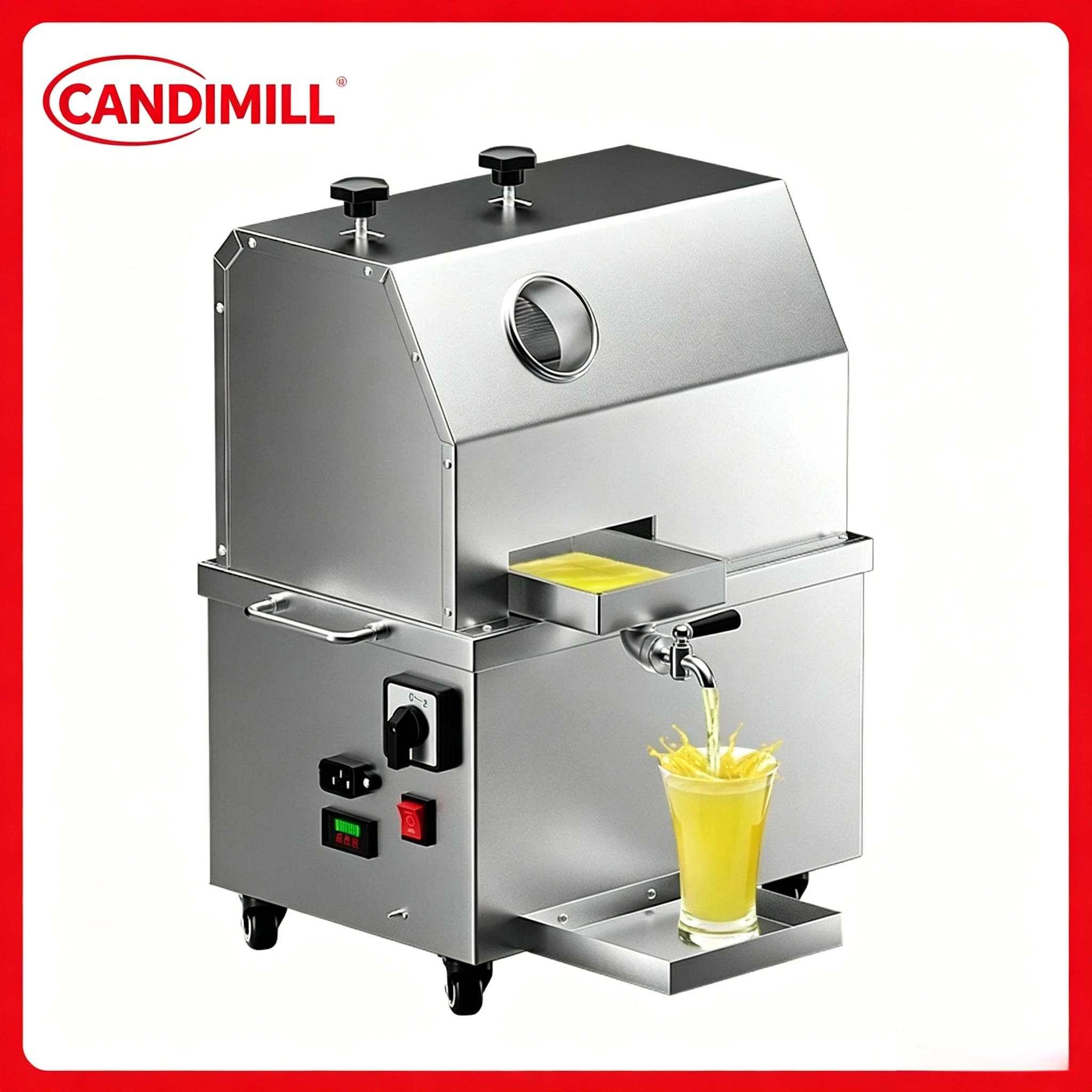 Compact Tabletop Commercial Sugarcane Juicing Press Fully Automatic Sugarcane Crusher Pure Copper Motor Support Battery Power