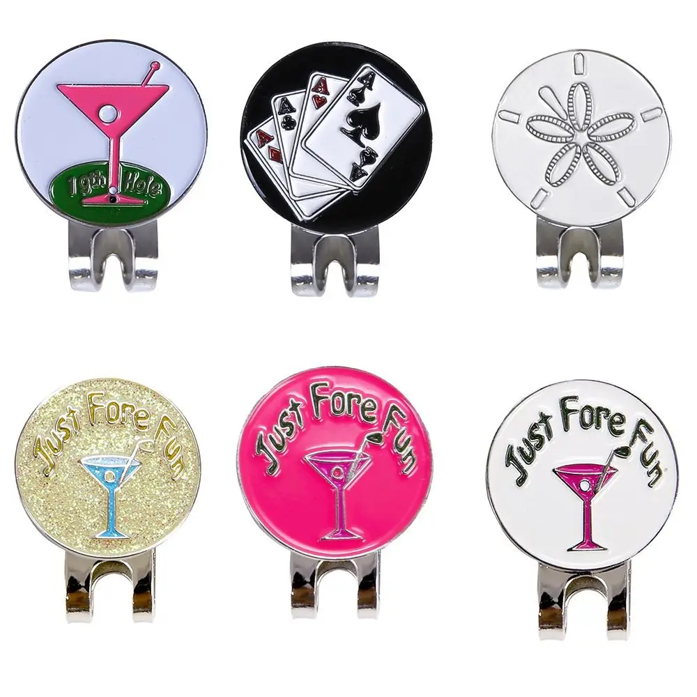 Gift Electroplated Gold Accessories Golf Equipment Pink Pattern Golf Ball Marker Golf Hat Clip Golf Cap Clip Ball Coin Mark