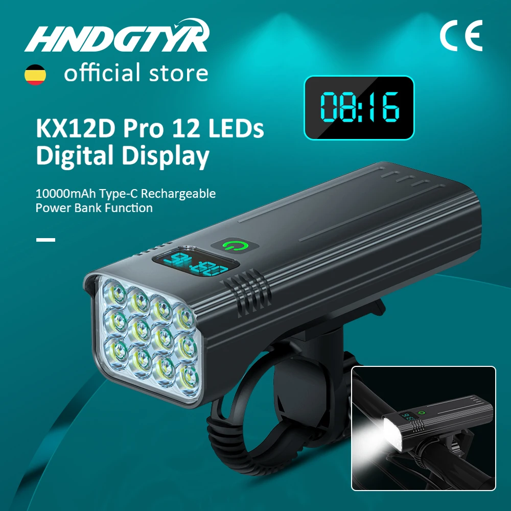 6-12 diod LED światło rowerowe Max 5000 lm cyfrowy wskaźnik latarka USB z możliwością ładowania do reflektora rowerowego 18650 bateria MTB lampa rowerowa