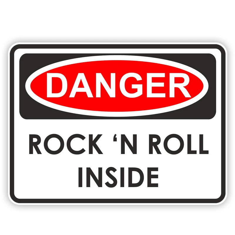 CK21194# Rock n Roll inside Danger Warning Sticker for Car Truck Van Book Fridge Guitar Motorcycle Helmet ToolBox Door PC Boat