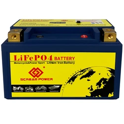SCR10S Motorcycle Starting Battery 6Ah 420CCA LiFePO4 Battery For Scooter ATVs UTVs Replace YTZ10S YTZ10S-BS BTZ10S With Charge