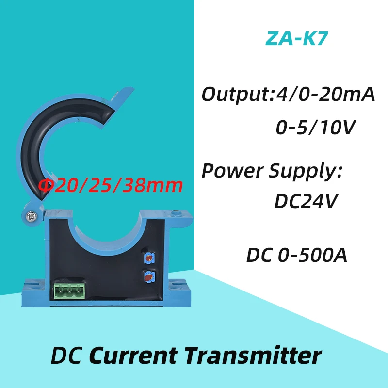 

Hall Current Sensor ZA-K7 DC 0-50-1500A Input 4-20mA 0-5V 0-10V RS485 Output Open Loop Split Core Current Transmitter