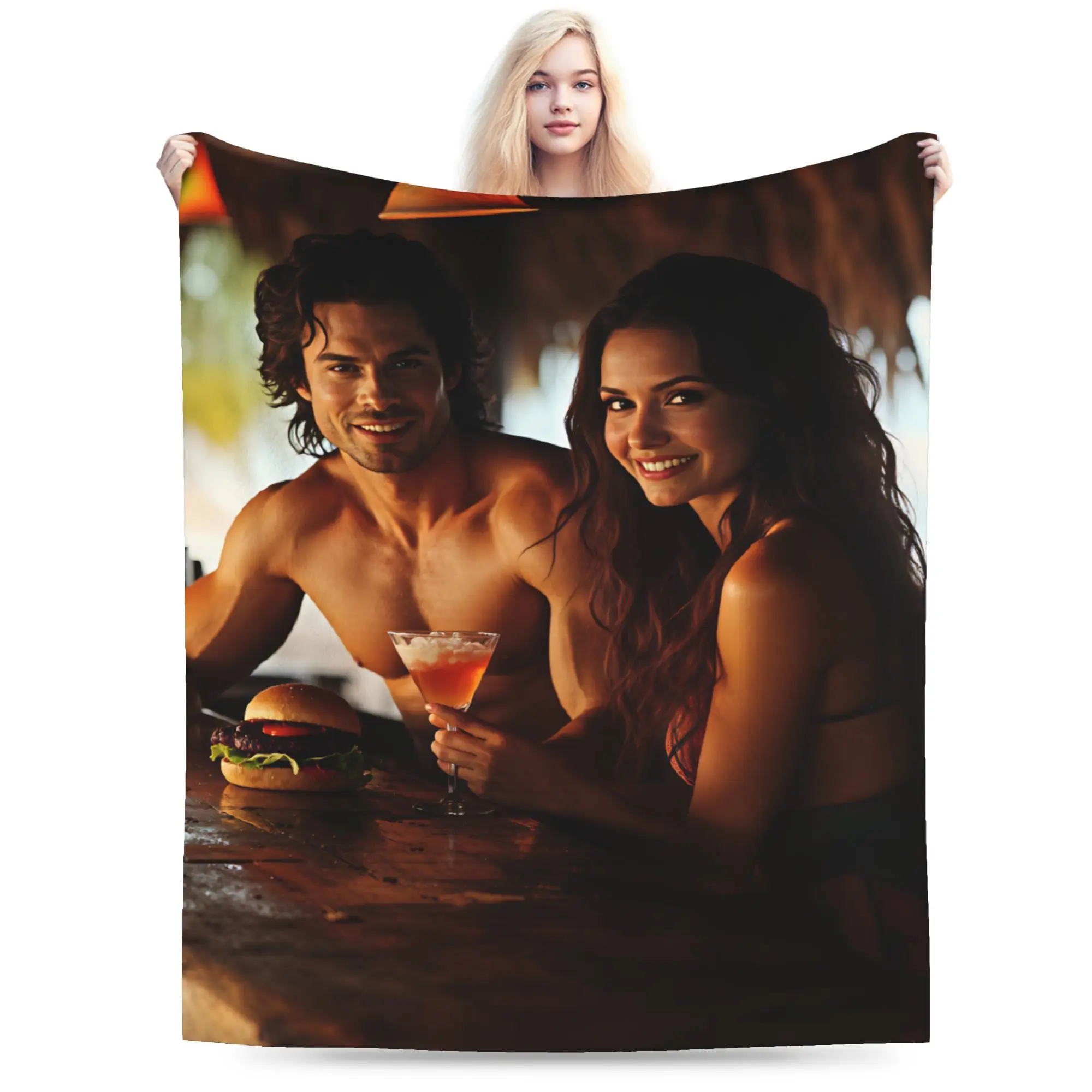 VIKAMA Vampire Diaries Damon Portrait Throw Blanket Soft Comfy Graphic Blanket  For Bedroom Picnic Flannel Bedspread Bed Cover