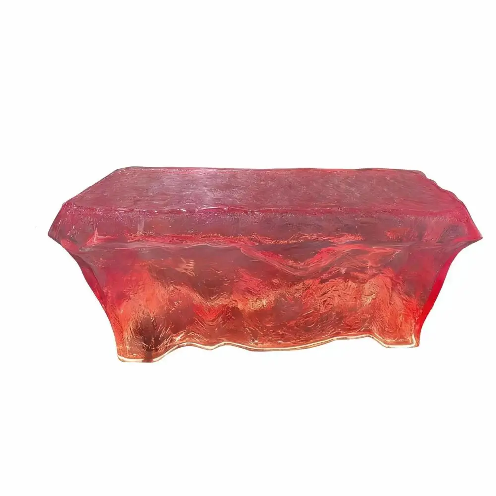 *Transparent Resin Contemporary Modern Glacier Bar Table Hotel Living Room Home Red Dining Table High-End Illuminated Kitchen