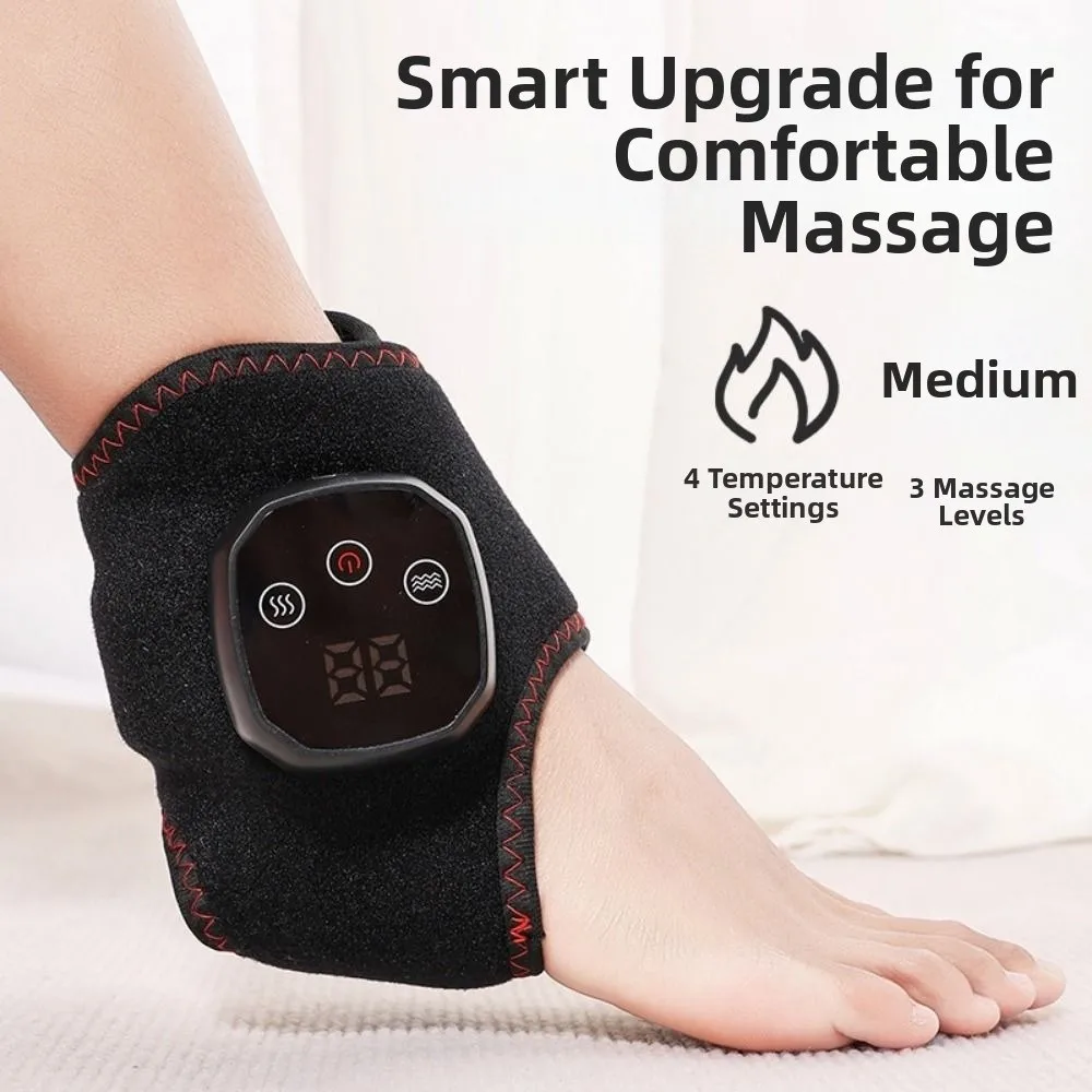 Cordless Ankle Massager Hot Compress Vibration Massage Electric Wrist Brace Non-Slip 4 Temperature Electric Foot Massager