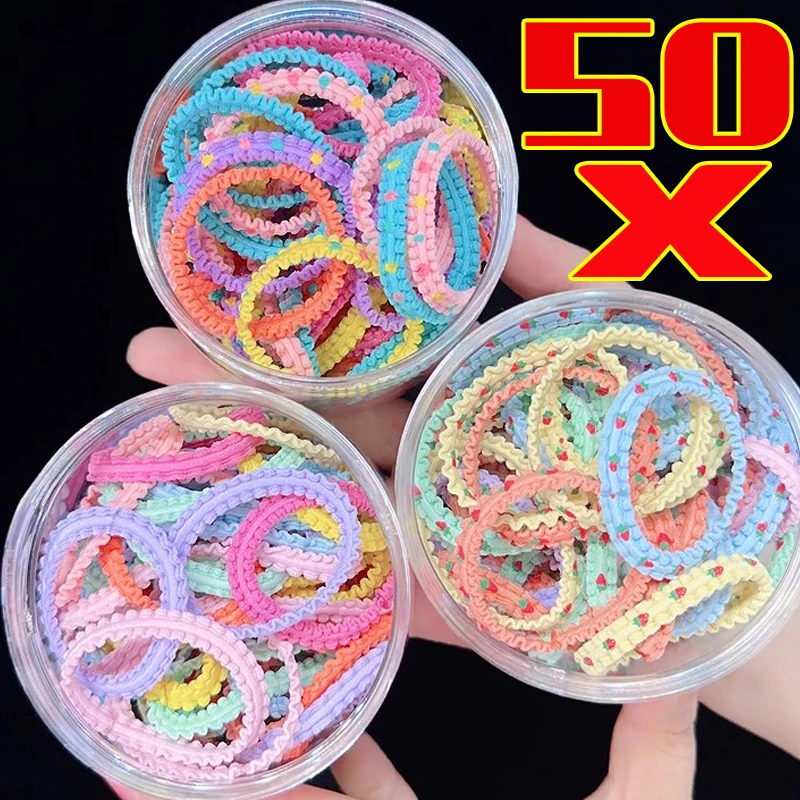 

50Pieces/Set Colorful Rubber Band for Children Cartoon Hair Band Baby Mini Sweet Baby Hair Rope Rings Hair Accessories