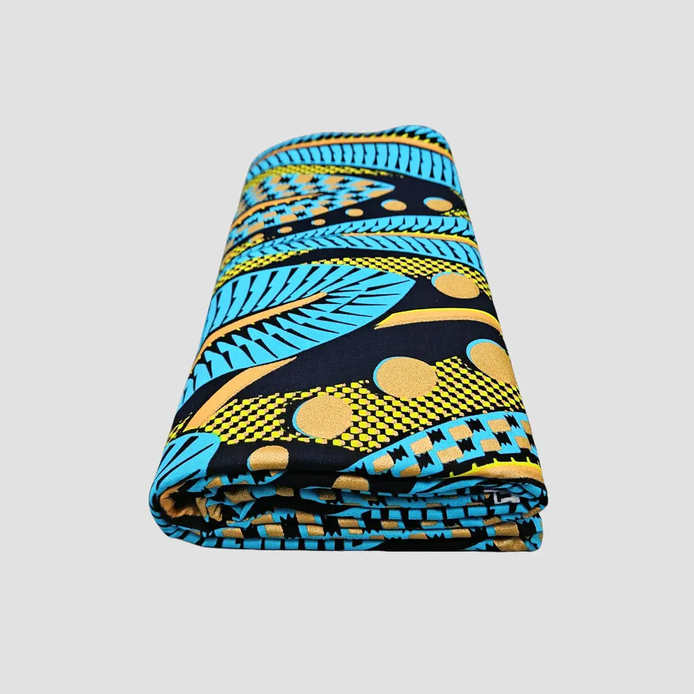 Afrikanischer verzierter Goldwachs, 100% Baumwoll-Wachsblockdruckstoff, zur Herstellung von Kleidung, Taschen und DIY-Dekorationen, 6 Yards. – Detail 4