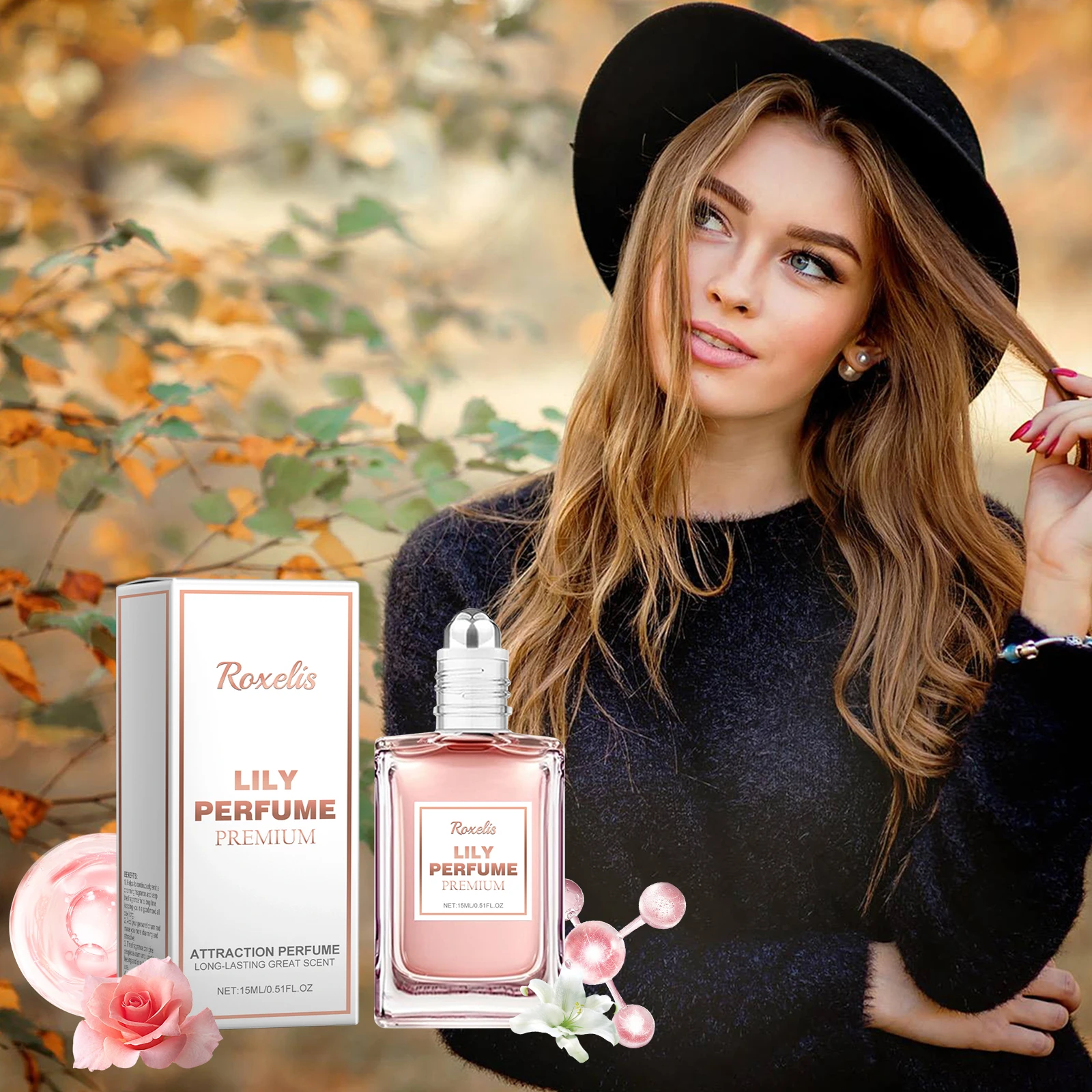 Roxelis Premium Lily Perfume Women\'s Pheromone Perfume Women\'s Fragrance Natural Fresh Fragrance Charm Perfume Ball 0.51 oz