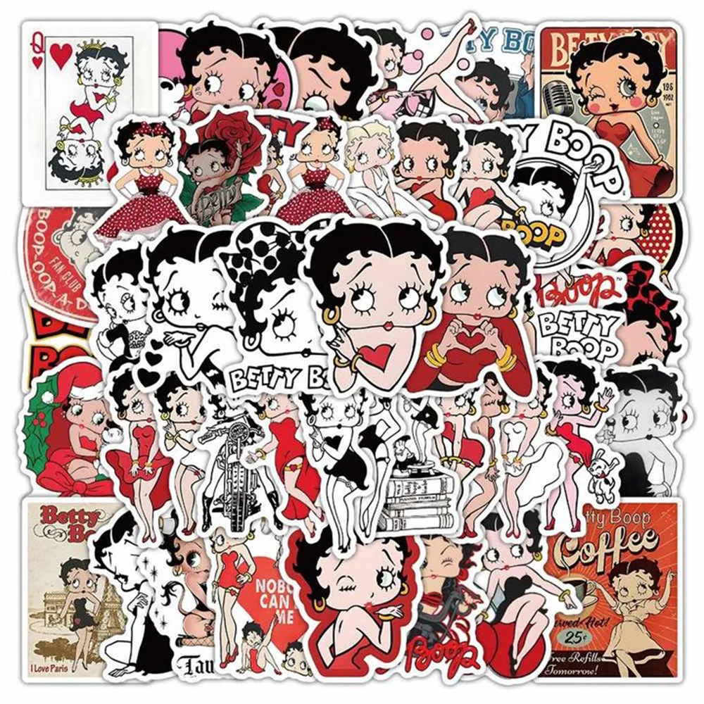 10/30/50PCS Cartoon Star Cute and Sexy Betty Boop Sticker Decals Toys DIY Suitcase Skateboard Phone Luggage Bike Sticker Gift