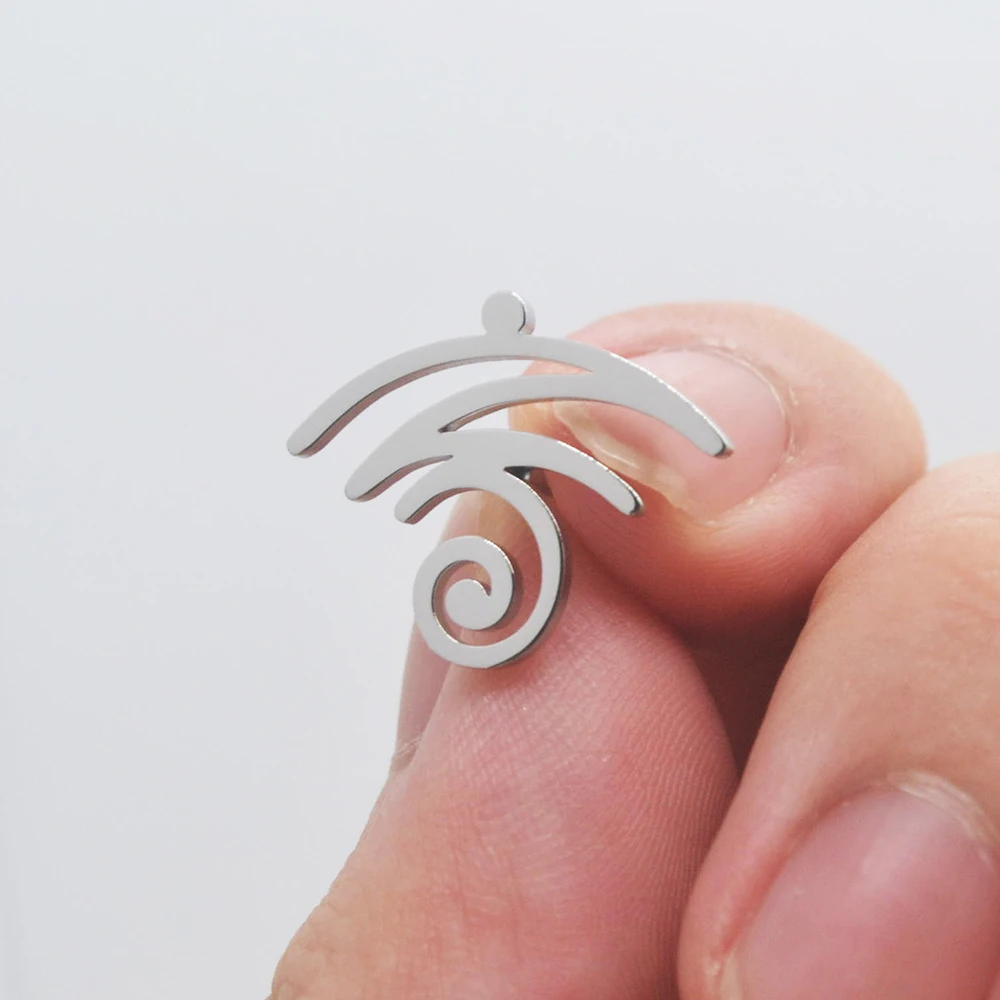 الحد الأدنى تصميم واي فاي الفولاذ المقاوم للصدأ فراشة المشبك بروش دبوس معدني عصري ملحق ديكور فريد ​