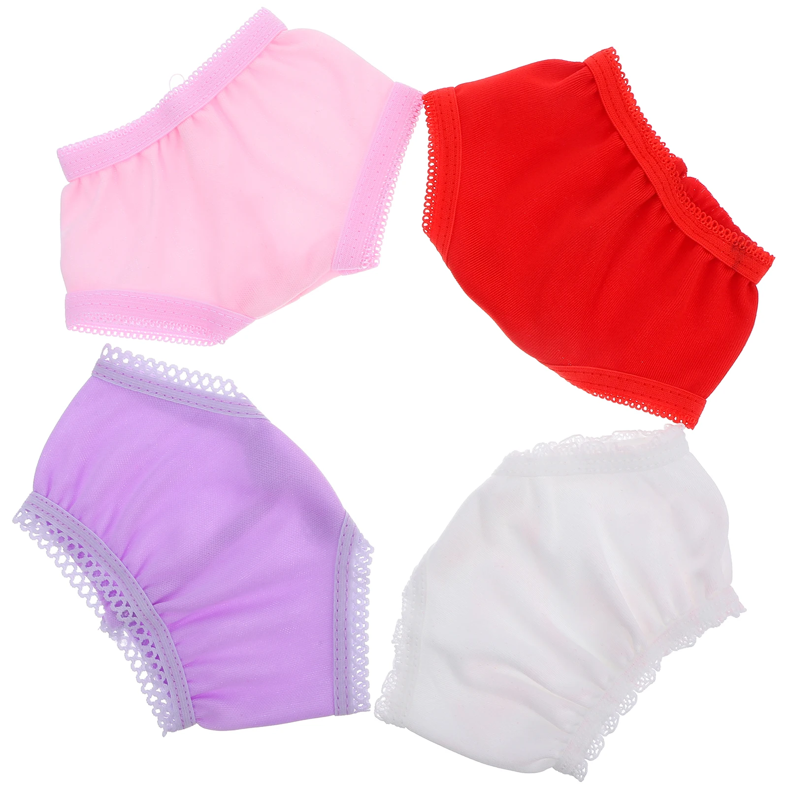 

4 Pcs Underwear Miniature Panties Toys 18 Inch Random Style White Red Pink Purple Clothes Accessories Pretend Play