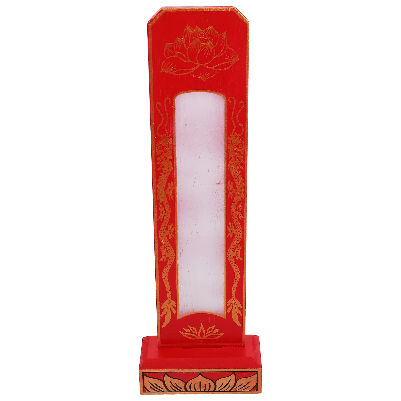 

Wooden Tablet Family Memorial Decor Solid Wood Red Plaque Base Traditional Temple Worship Supplies