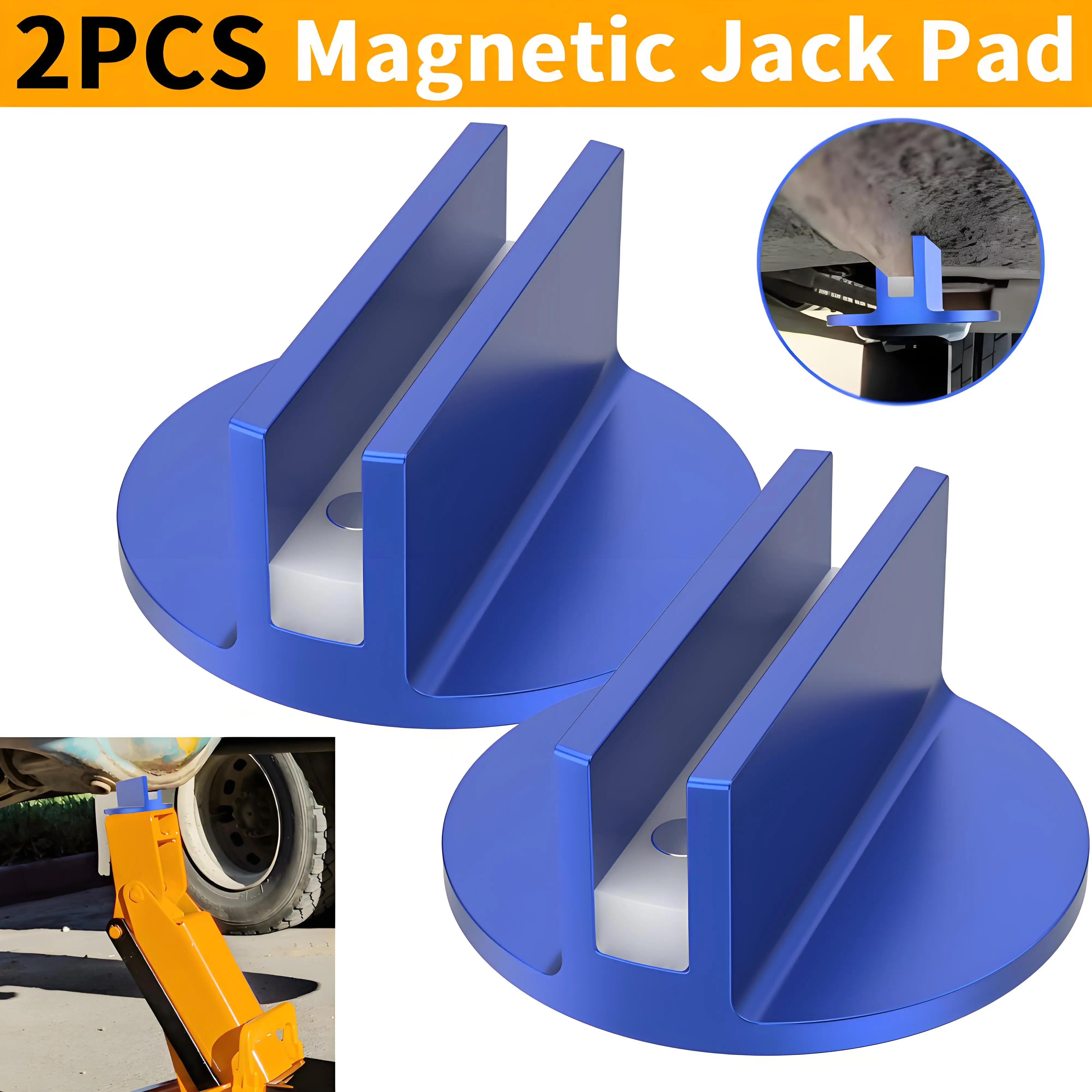 

2PCS Magnetic Pinch Weld Jack Pad Universal Aluminium Profile Grooved Jack Adapter Stable and Nonslip for Most Model Automobile
