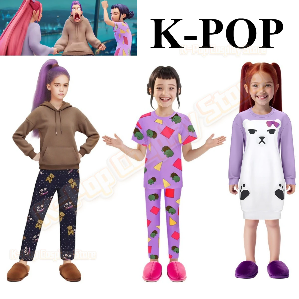 

KPop Rumi Mira Zoey Cosplay Costume Girls Women Sleepwear Pajamas Halloween Carnival Party Role Playing Pyjama Jumpsuit Outfits
