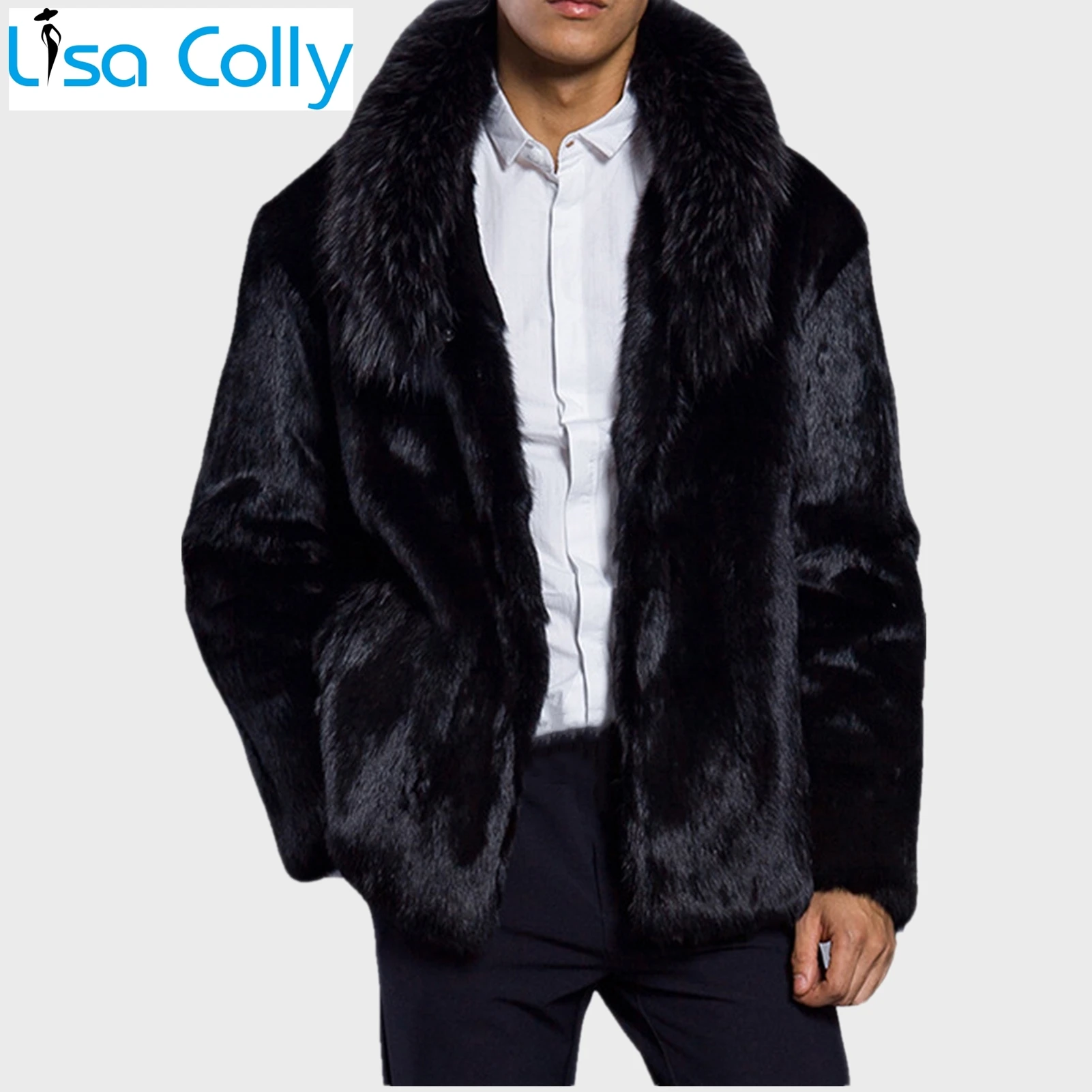 

Men's Winter Warm Faux Fur Coat Outwear Long Thicken Soft Jacket Parka Fluffy Overcoat