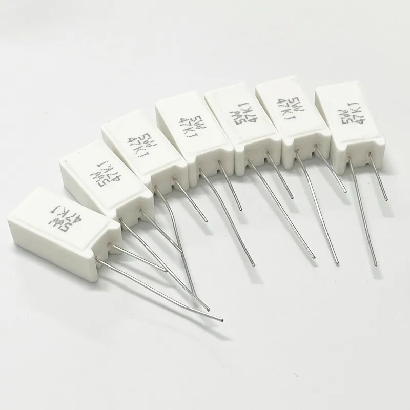 5PCS Vertical Cement Resistance SQM 5W 0.05 ~ 100K Ohm 5% 0.1R 0.15R 0.22R 0.25R 0.39R 0.47R 1R 10RJ 100R 150R Ceramic Resistor