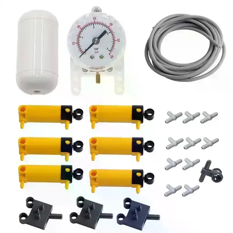 MOC Pneumatische kits Technische onderdelen Cilinders Luchtpomp Duwstangschakelaar Zuiger Luchtleiding Luchtbouwstenen 47225 19478 4697 8800
