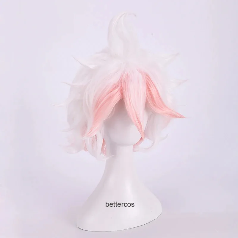 

ff34Danganronpa Dangan Ronpa Nagito Komaeda Косплей Короткие градиентные белые розовые вьющиеся термостойкие синтетические волосы + парик