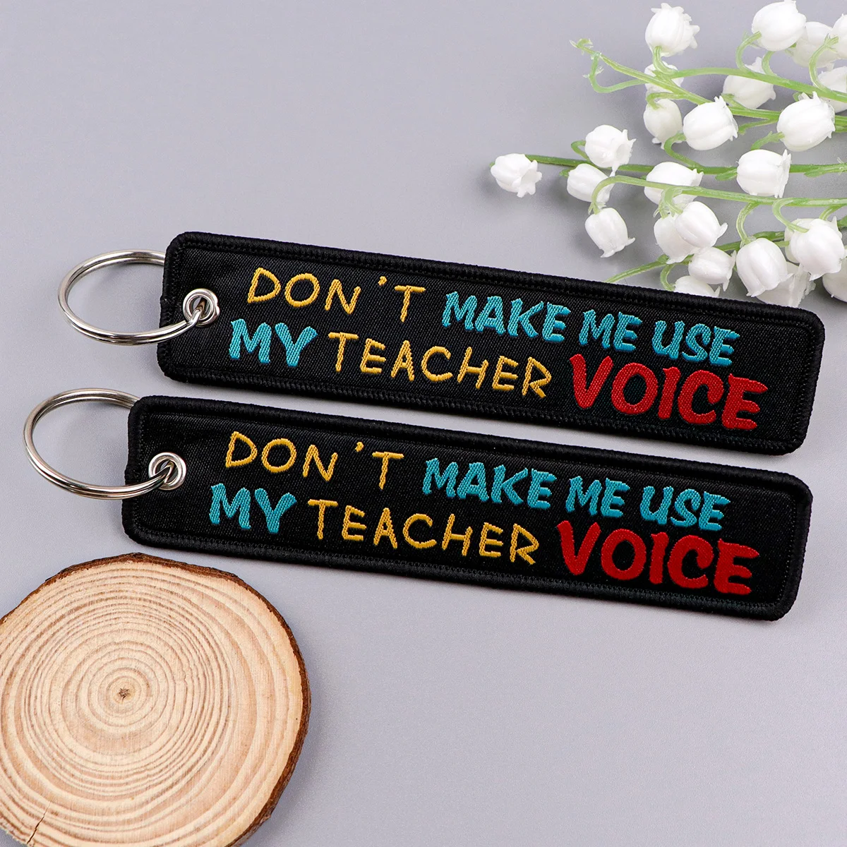 Quote Phrase Words Embroidery Key Fob Balck Keyring For Cars Backpack Chaveiro Keychain Fashion Gifts for Men Women Accessories view 6