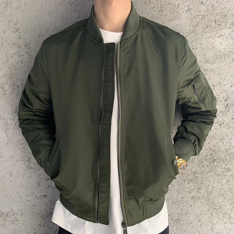 

Fashionable Casual Air Force Bomber Jacket Men's Y2k Spring Autumn New Solid Color Flight Suit Casual Baseball Men's Coat Trend