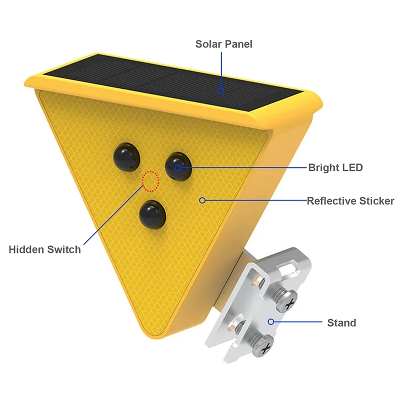 FFYY-Caution Strobe Lights LED Flashing Safety Light Solar Powered Caution Strobe Lights Yellow