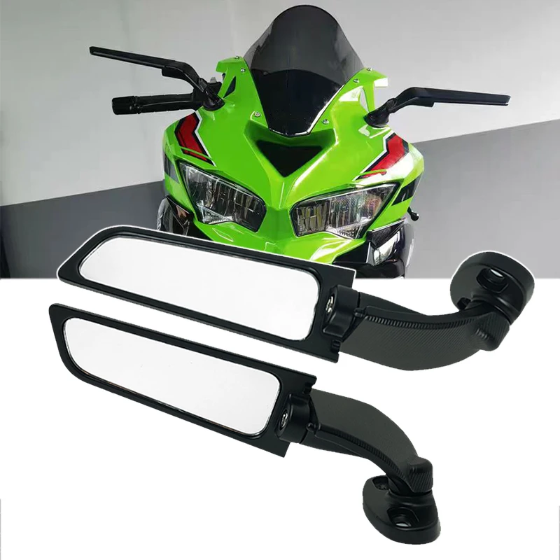 NEW Motorcycle Mirrors For Kawasaki Ninja 250 300 400 650 H2 H4 Adjustable Rotating Rearview Wind Swivel Wing Side Mirror 