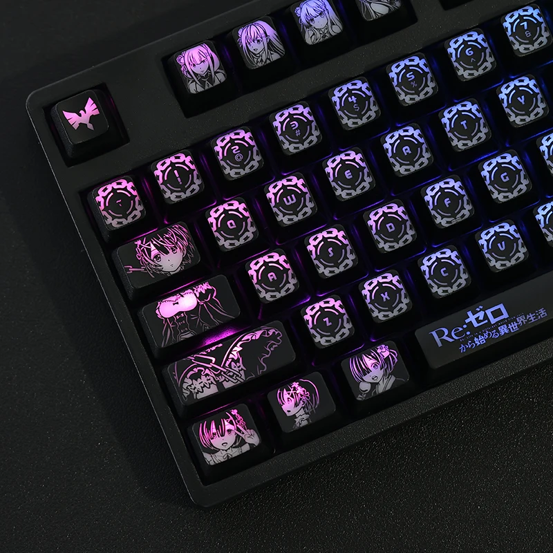 1 Set Rem Anime Backlit Keycaps PC Coating For Logitech G610 G512 G Pro X Razer BlackWidow Huntsman Corsair K70 K95 Key Caps