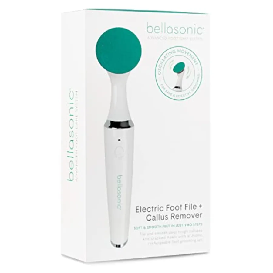 

Bellasonic Electric Foot File + Callus Remover with Unique Oscillating Head File and Smooth Dry Hardened and Cracked Skin on He