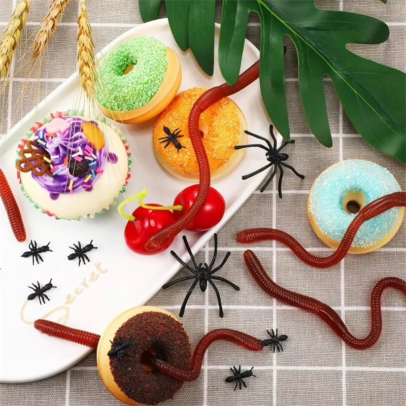 10Pcs Simulation Software Earthworm Toy Children's Cognitive Toy Halloween Party Props Maggots Prank Toys Children's Gift