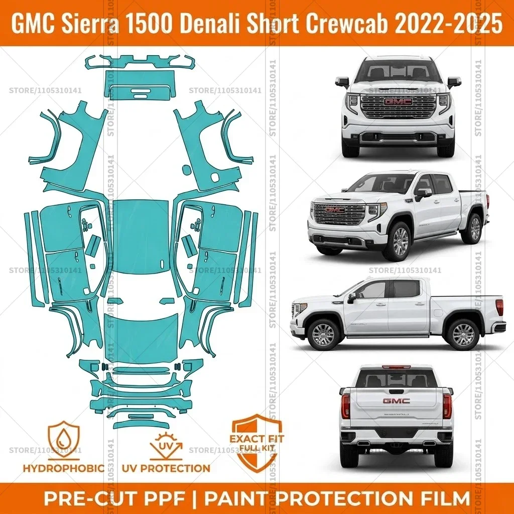 

Pre-Cut Paint Protection Film PPF Transparent Bumper Automotive Clear Bra Car Film For GMC Sierra 1500 Pro Double cab 2022-2025