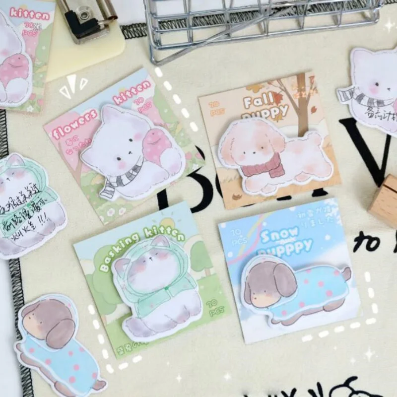 60-ピース-ロットかわいい猫犬メモパッドクリエイティブ-n-回文房具ラベルメモ帳ブックマークポスト学用品
