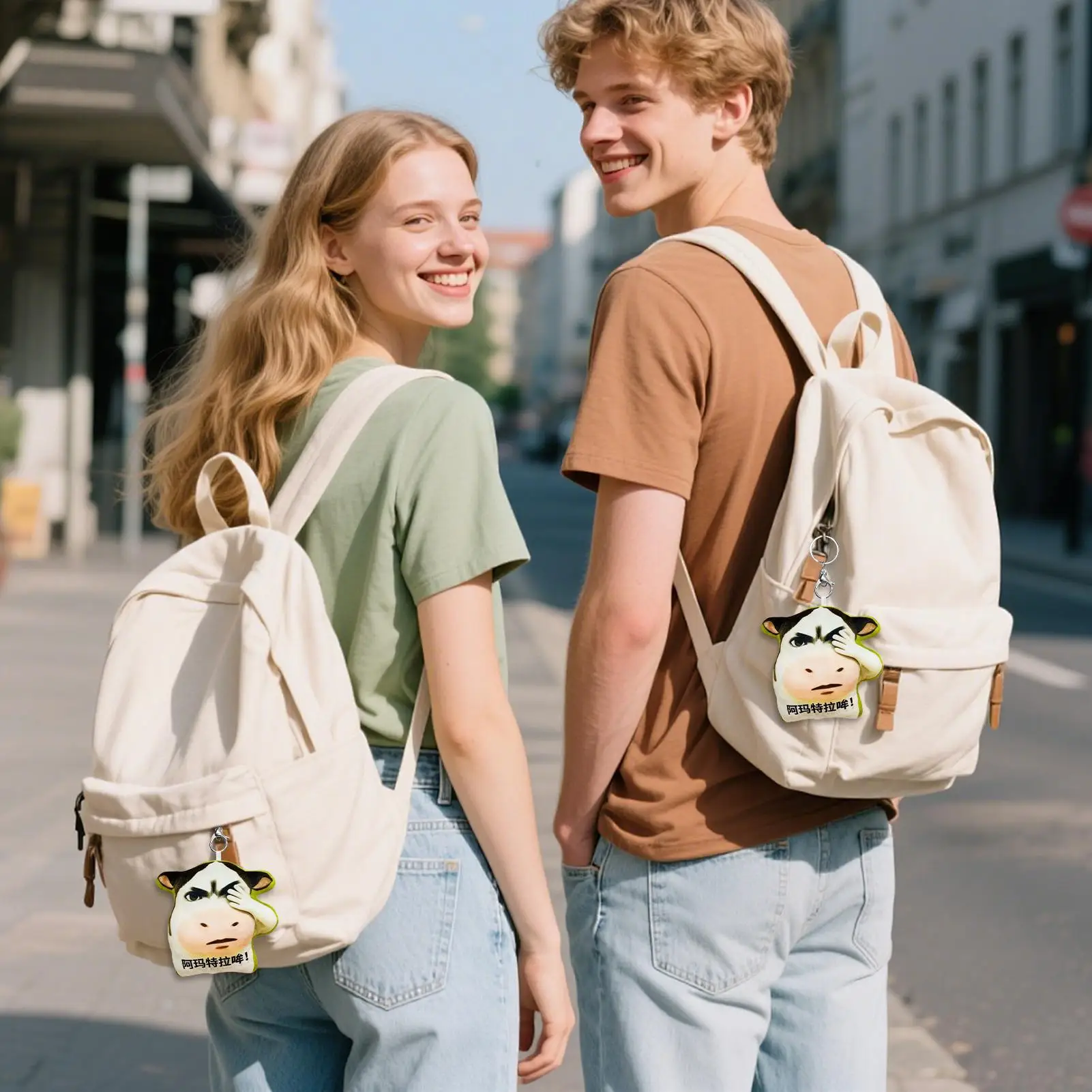 Tier-Schlüsselanhänger, Rinder-Schlüsselanhänger, Taschenanhänger, gefüllter Kuh-Schlüsselanhänger für Männer, Frauen, Jungen, Mädchen, Jugendliche, Ehemänner, Ehemänner, Ehefrauen, Familien