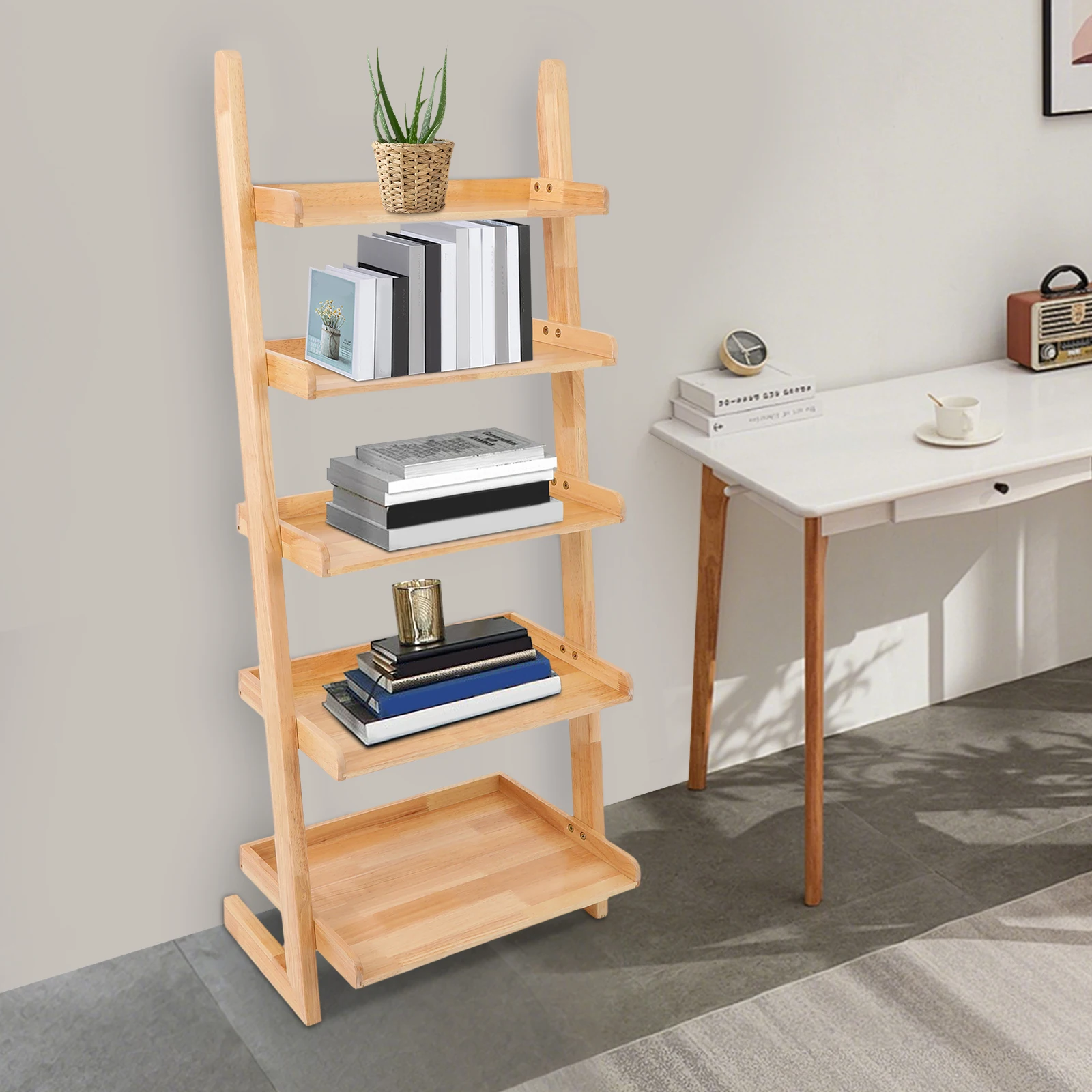 Prateleira de escada, prateleira de exibição inclinada, rack de armazenamento de escada