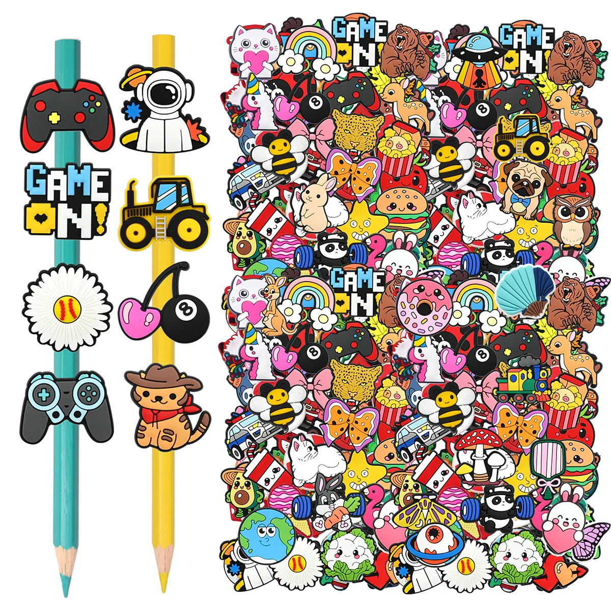 10Pcs Lot cartoon Color Soft Glue Pen Clip Jewelry DIY Creative Straw Buckle Individual Pen Clip Buckle