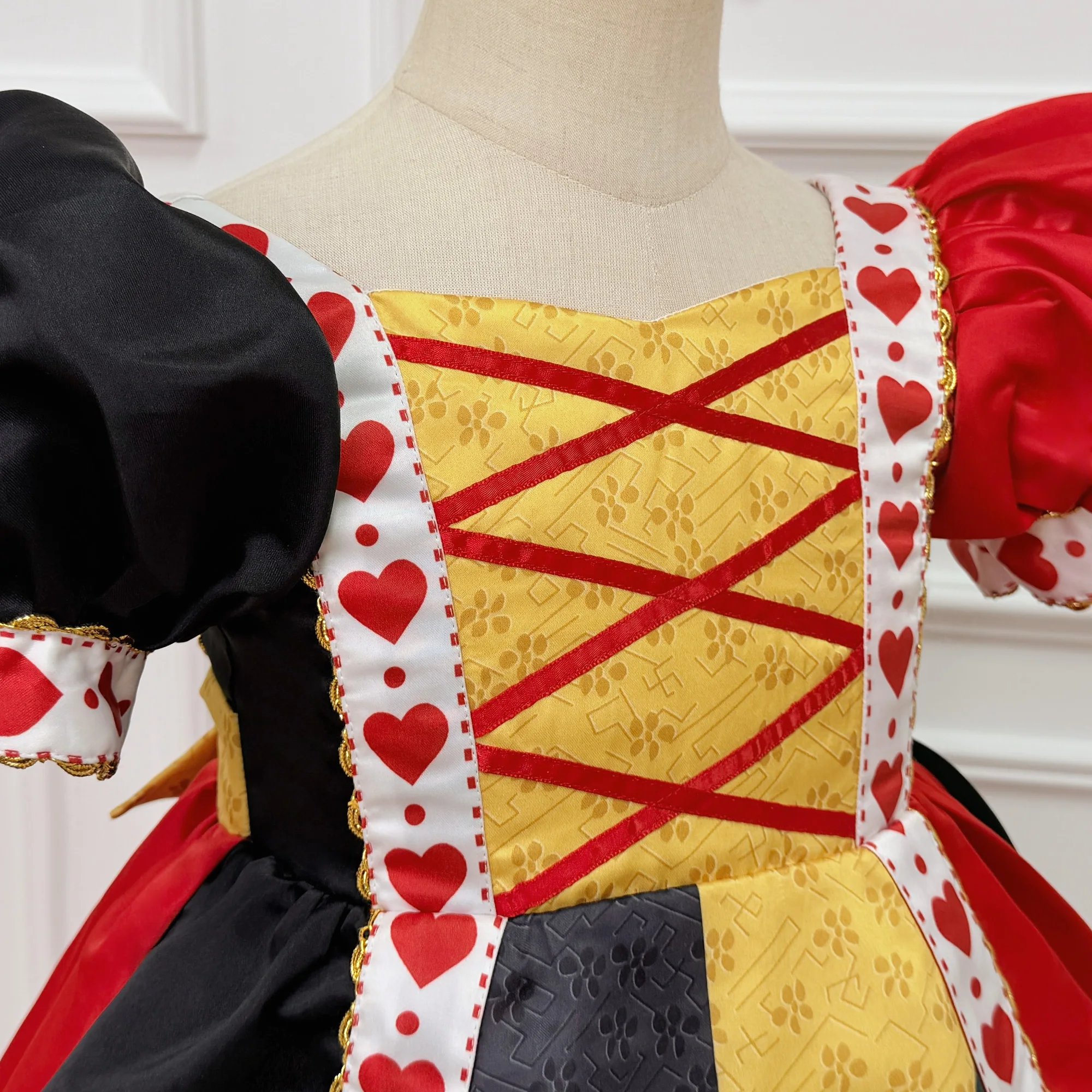 Fancy Wonderland Rote Herz-Königin Halloween-Kostüm für Mädchen, Poker-Geburtstagsparty-Kleider, Mädchen-Bühnen-Weihnachts-Kinderkleidung – Detail 5