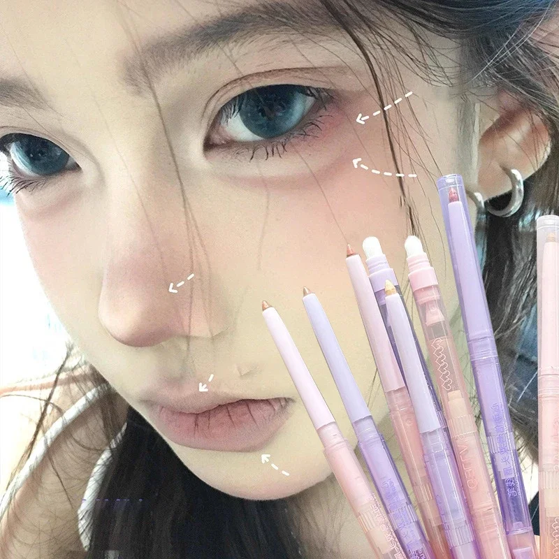 Dubbelkoppige Lip Liner Potlood Waterdichte Matte Lippenstift Contour Make-up Perzik Roze Multifunctionele Lipliner Potlood Lippen Cosmetisch