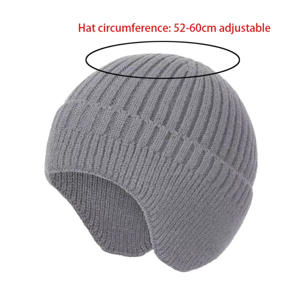Unisex Winter Hat with Earflap Thickened Plush Knitted Hat Warm Beanie Breathable Outdoor Sports Skiing Cap Earmuffs Skull Cap image 6