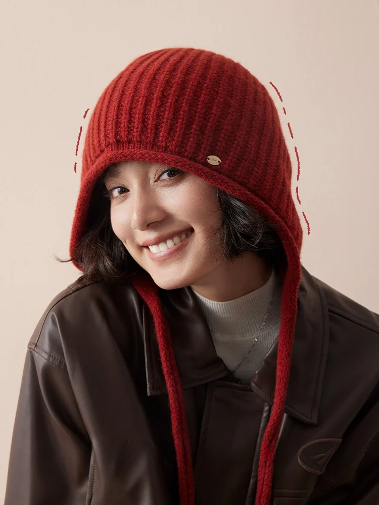 Lagur Knitted Woolen Baroque Hat Women's Ear Protection Head Wrap Casual Style Winter Fashion Accessory Chinese Production