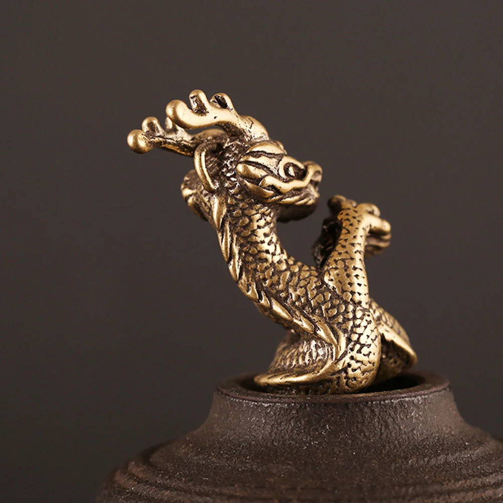 

2 Pcs Chinese Zodiac Dragon Small Bronze Ware DIY Keychain Charm Desktop Decor Dragon-shape Adorn Gifts