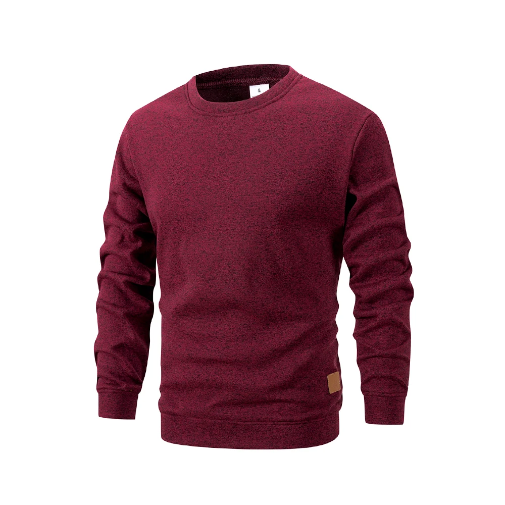 New Mens Round Neck Sweatshirt Solid Color Loose Casual Pullover Men Fashion Warm Long Sleeve Hoodies Men Clothing