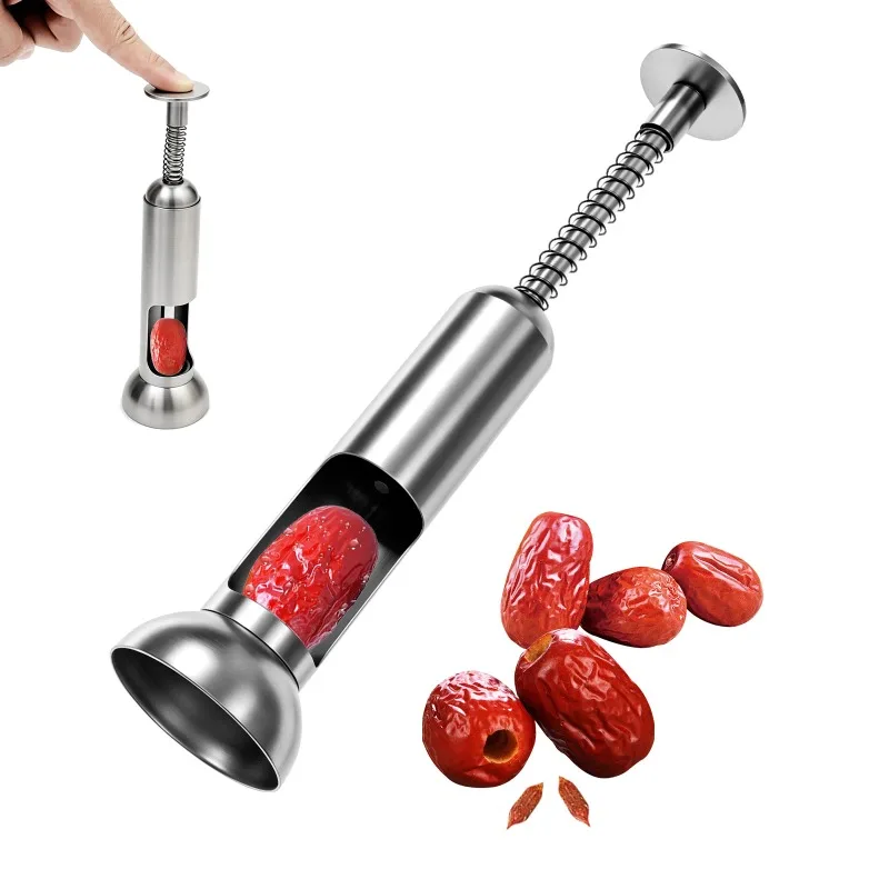 Stainless Steel Cherry Seed Remover Manual Cherry Pitter Tool Effortless Hawthorn Jujube Corer Dishwasher Safe Kitchen Gadget