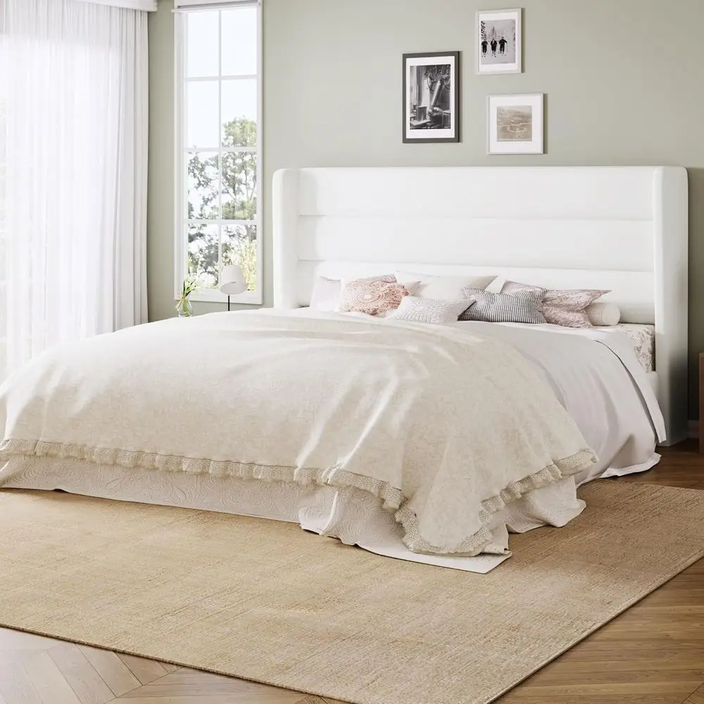 Queen Size Platform Bed with Velvet Upholstered Wingback Headboard, No Box Spring Needed, Under Bed Storage Space, Strong Wooden