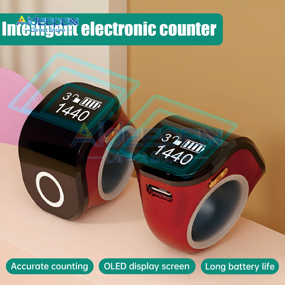Impermeável Touch Screen Dedo Contador Handheld Clique Contador Muçulmano Oled Bateria Display 049