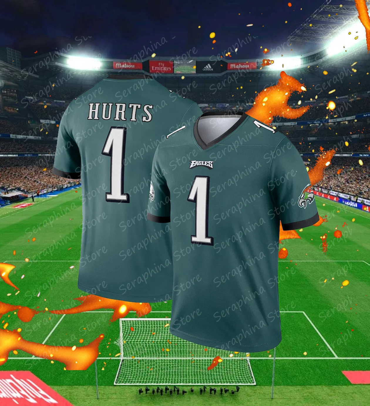 24/25 New Arriavl Summer Men T-shirt Jalen Hurts Philadelphia Eagles No.1  Quick Drying Women Men T-Shirt Adult Jersey Kit Top