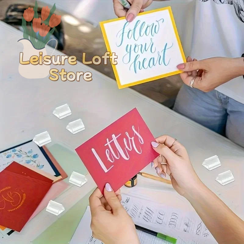 Mini Transparent Plastic Table Sign Stands 50/100Pcs Reusable Name Card Holders for Holiday Wedding Party Decor