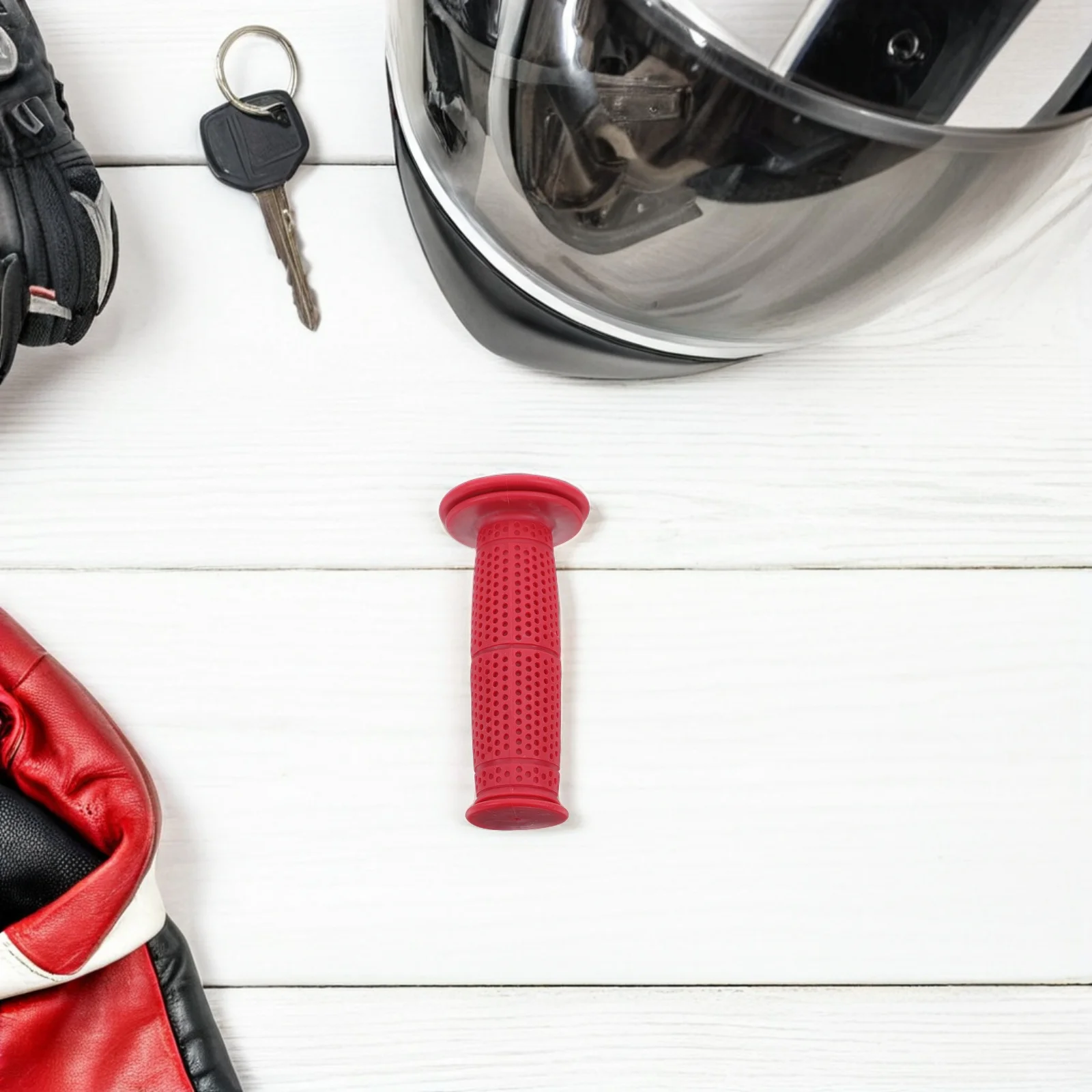

2pcs Retro Handgrip Motorcycle Handlebar Covers Red Rubber Bike Grips Vintage Design Universal Fit Dirt Bike Accessories