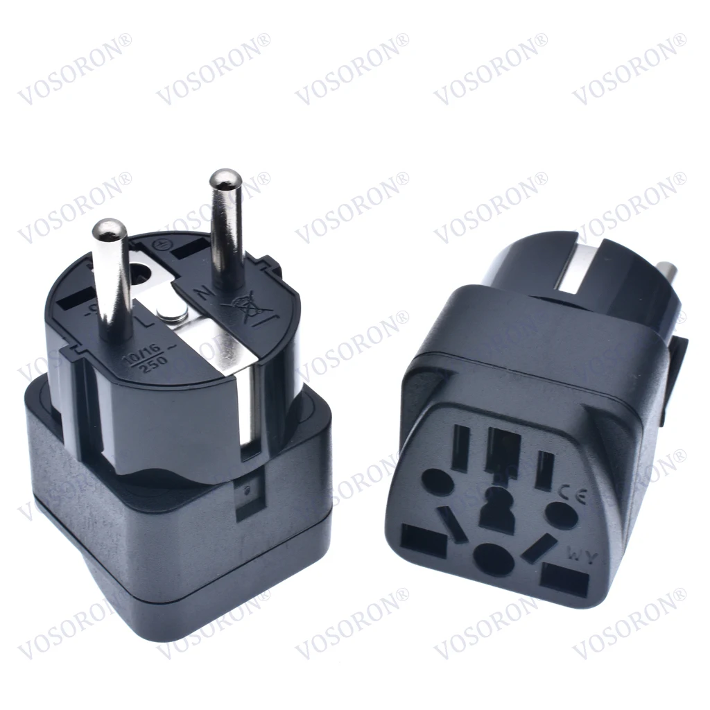 Universal 3pin French/German Conversion Plug Adapter Italy/Switzerland/UK/US/AU Travel Plug Type E/F EU Plug Converter Plug